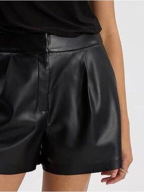 Express High Waisted Black Leather Shorts